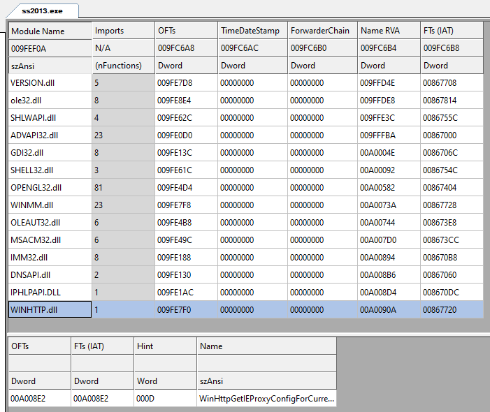 IAT table for Surgeon Simulator 2013's executable